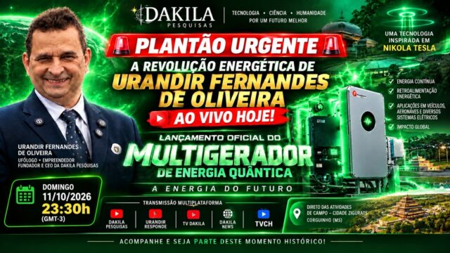 Urandir Fernandes apresenta hoje o Multigerador de Energia Quântica ao vivo